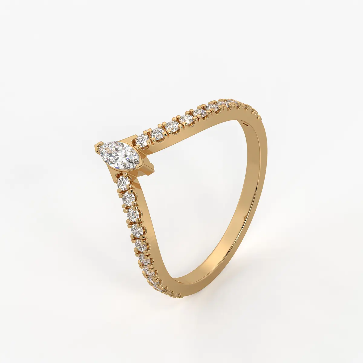 Marquise Chevron Studded Ring